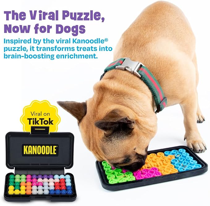 Dog lick mat with multi-level silicone grooves for treats and peanut butter