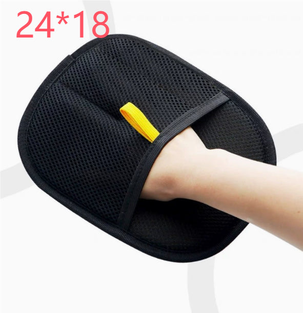 Size comparison of deshedding glove fitting adult hand